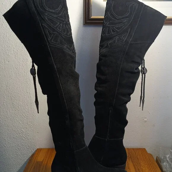 Matisse - Bolo - Suede - Over the Knee Boots - Black - Picture 6 of 10